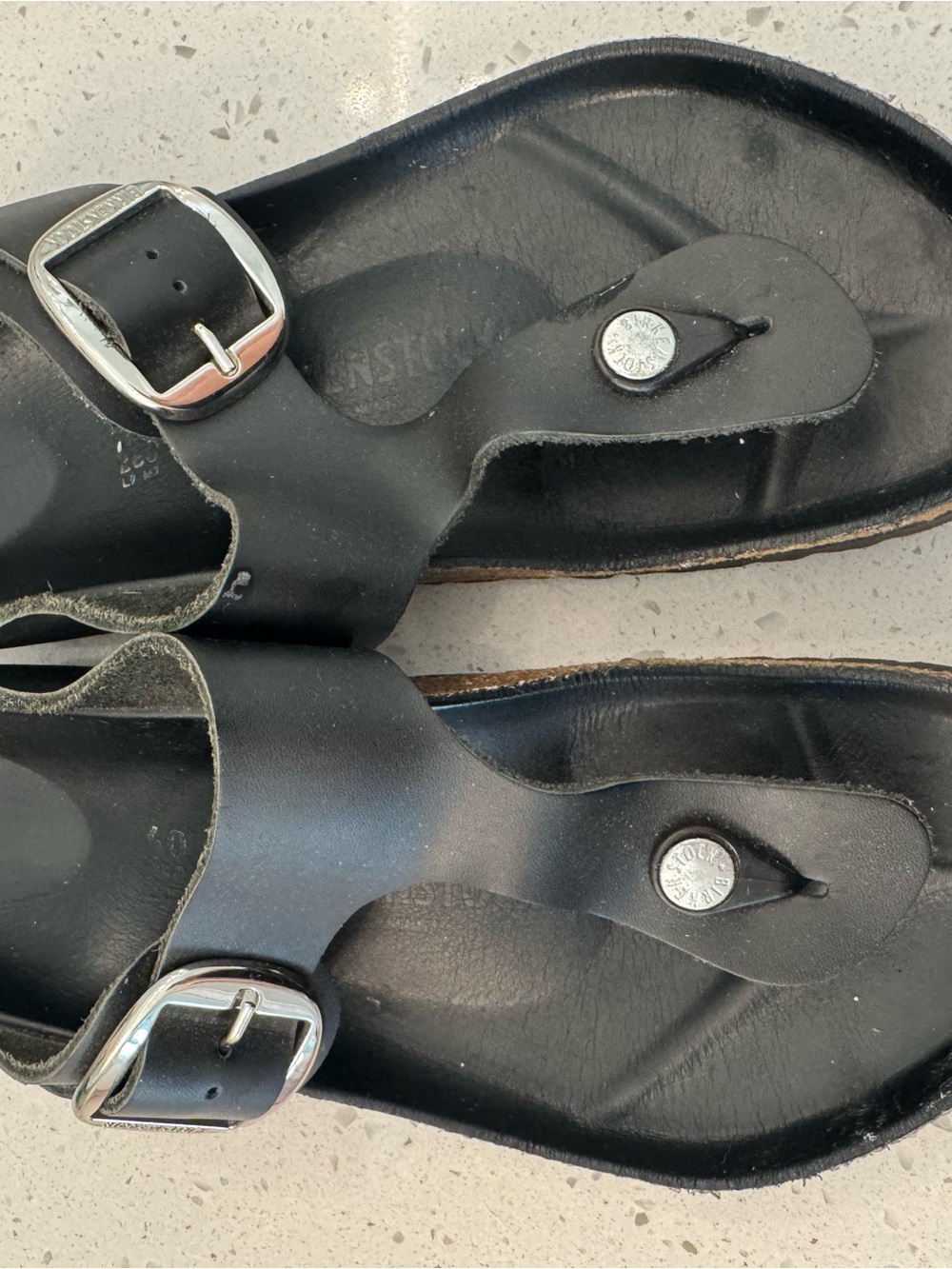 Women’s Birkenstock Black Buckle Toe-Post Sandals